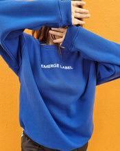 Load image into Gallery viewer, Emerge Label oversized fleece sweat royal blue
